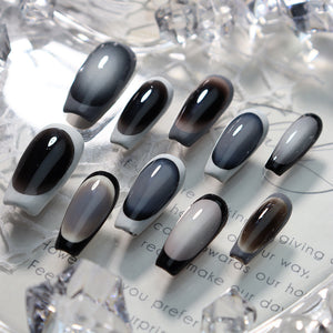 High-quality reusable black and white coffin nails with modern style.