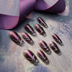 Luxury 3D Purple Mirror Coffin Nails for Glamorous Looks - Le Romey