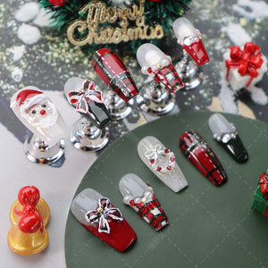 Elegant red and white Christmas nails with lightweight comfort.